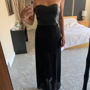 H&M "Divided" Black Leather Strapless Maxi Dress 4
